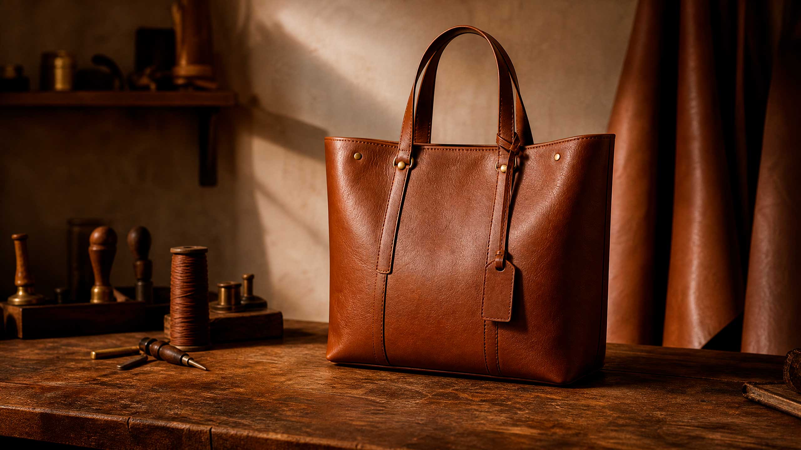 Bolsa de couro MONTARO no ateliê